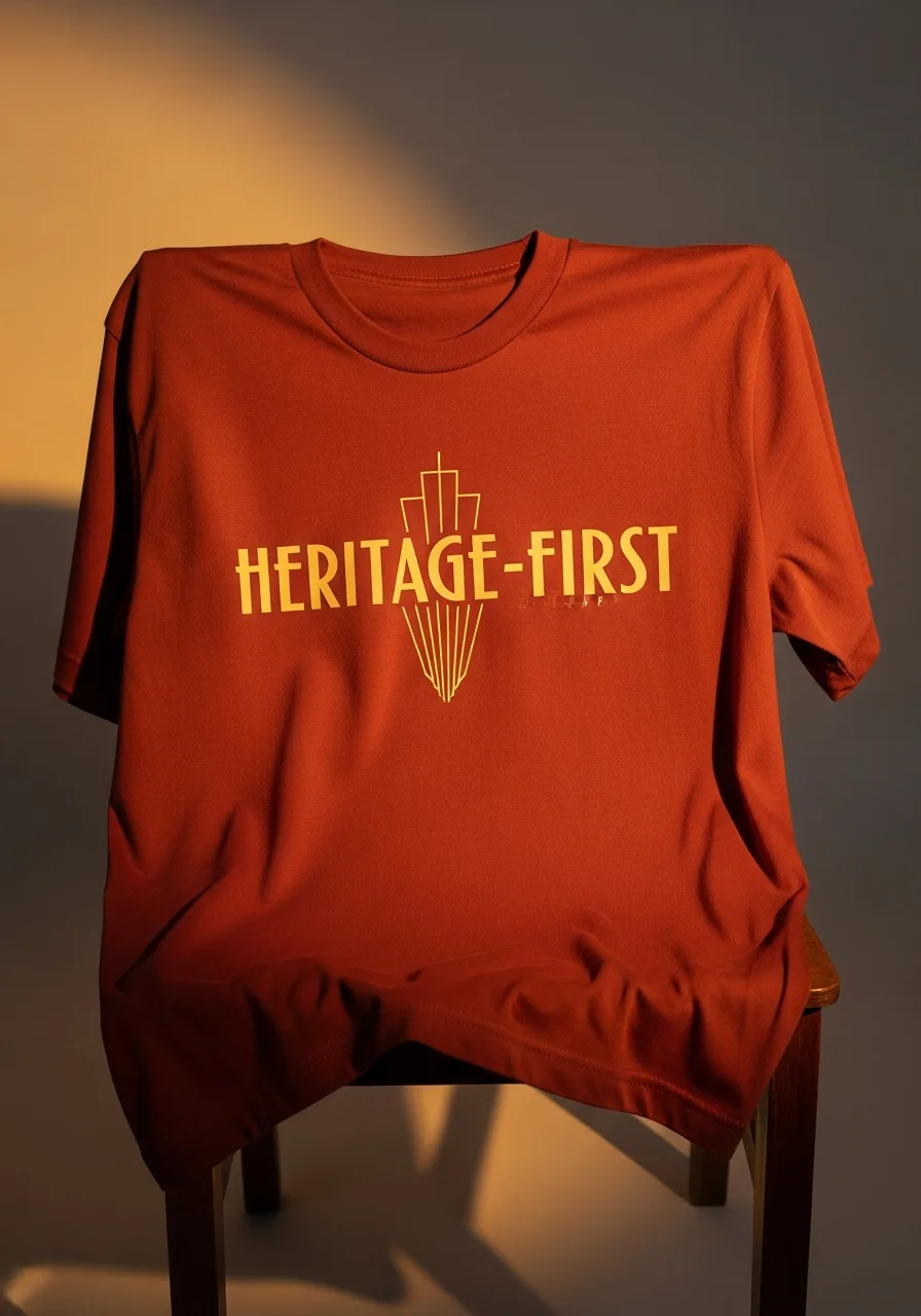 T-shirt draped over a vintage wooden chair